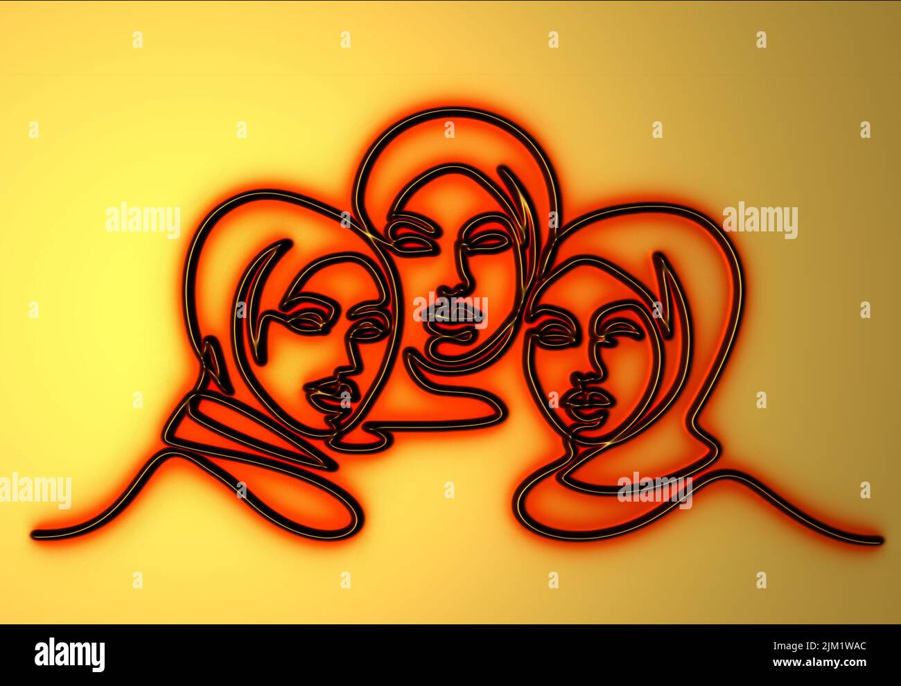 Attire of Islamic women. They wear head scarves as per Islamic law. Its