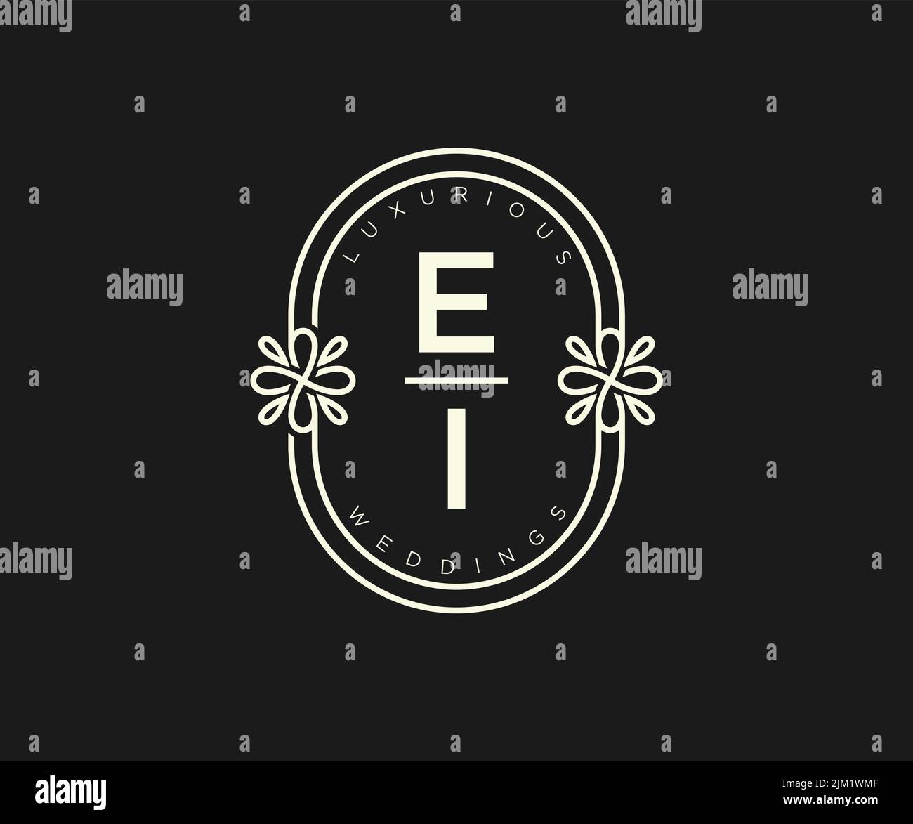 EI Initials letter Wedding monogram logos template, hand drawn modern minimalistic and floral templates for Invitation cards, Save the Date, elegant Stock Vector