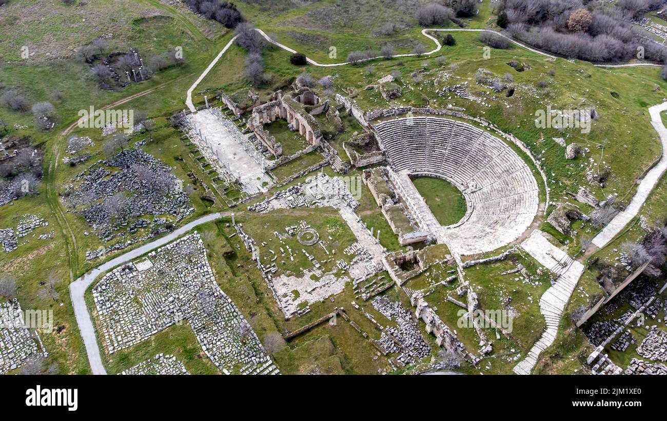 Aerial view of the ancient city of Aphrodisias, Aydin - Turkey Stock ...