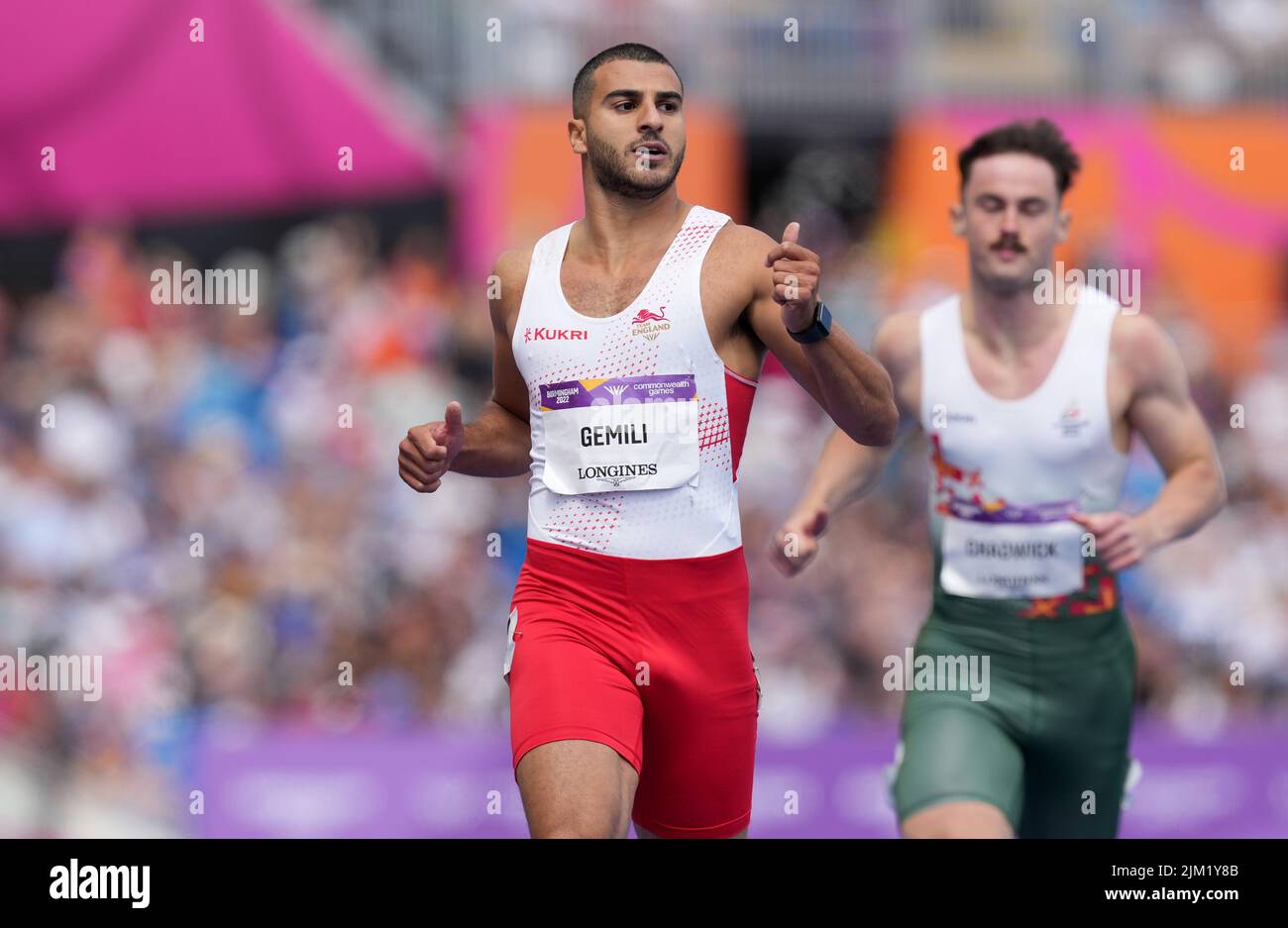 England's Adam Gemili in action during heat six of the Men's 200 metres, round one at Alexander Stadium on day seven of the 2022 Commonwealth Games in Birmingham. Picture date: Thursday August 4, 2022. Stock Photo