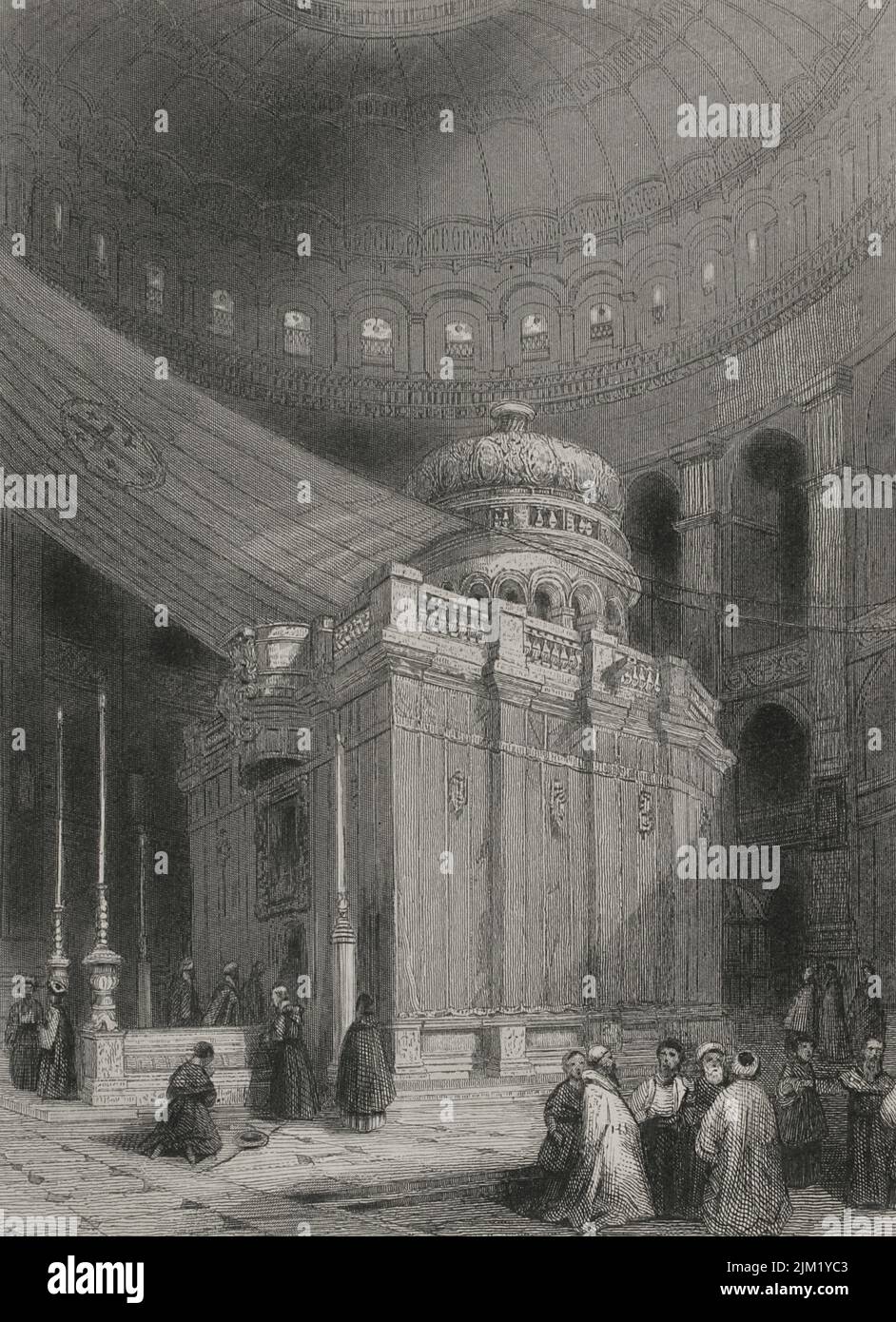 History of Israel. Jerusalem. Holy Sepulchre. Engraving. 'Historia Universal', by César Cantú). Volume III, 1855. Stock Photo