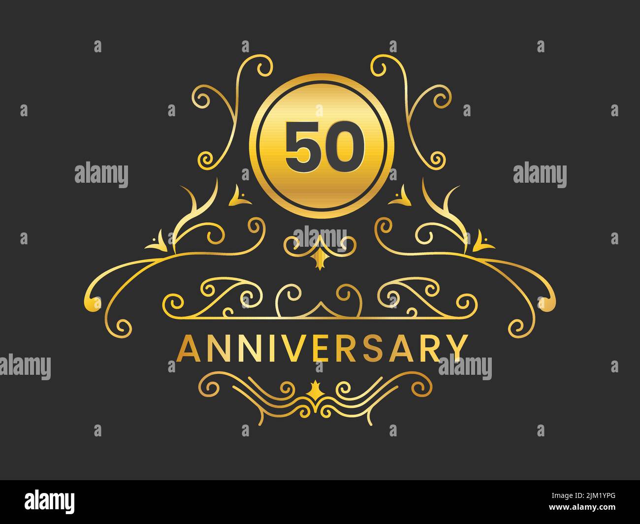 Golden 50th Anniversary Logo Elegance On Black Background Stock Vector ...