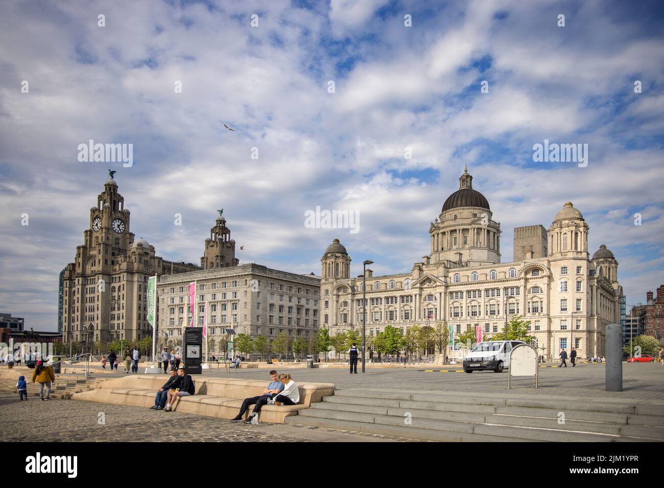the three graces  the cunard  liver and port of liverpool buildings at pier head liverpool merseyside a unesco world heritage site Stock Photo