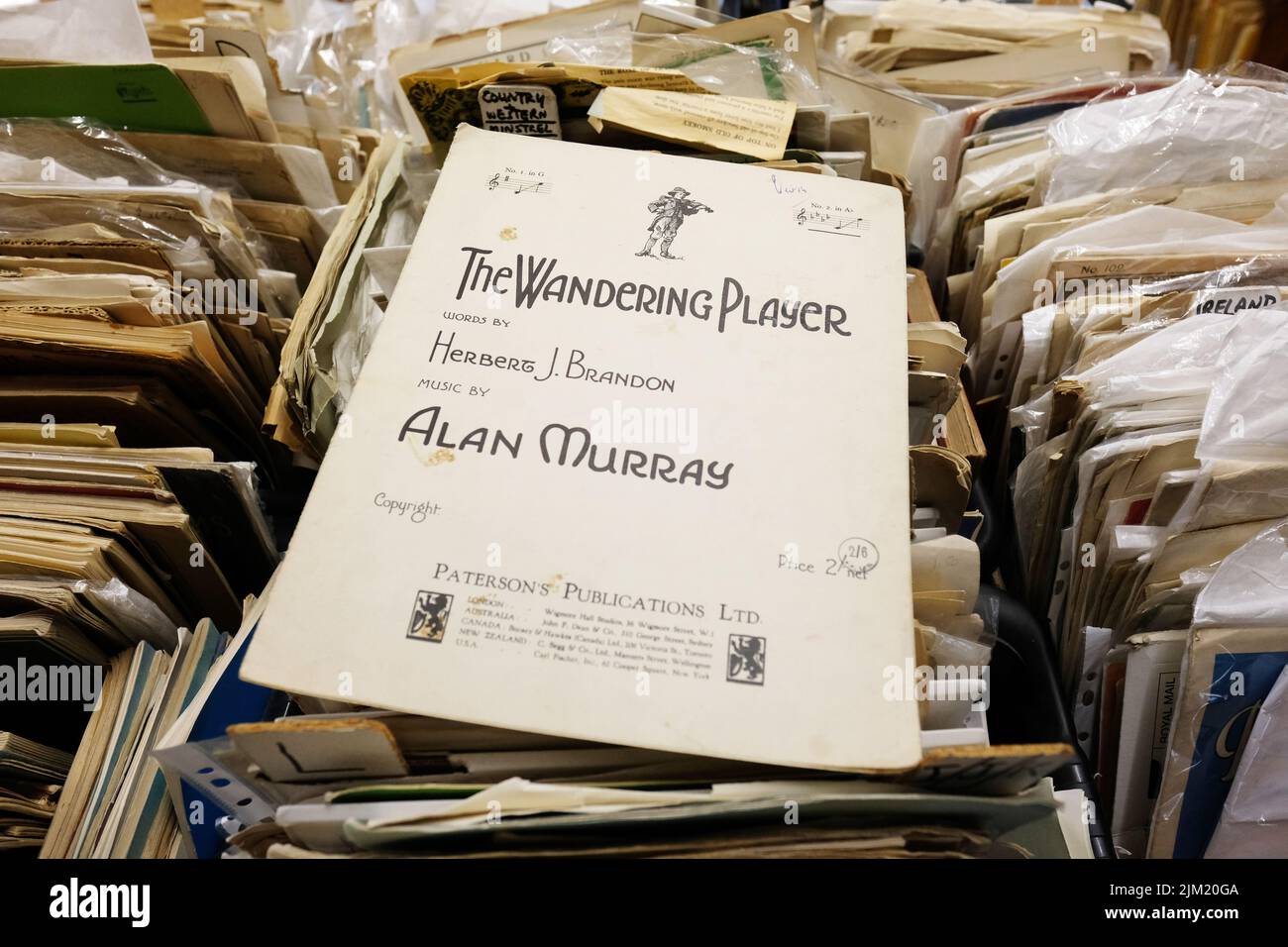 Secondhand sheet music for sale featuring The Wandering Player by Alan