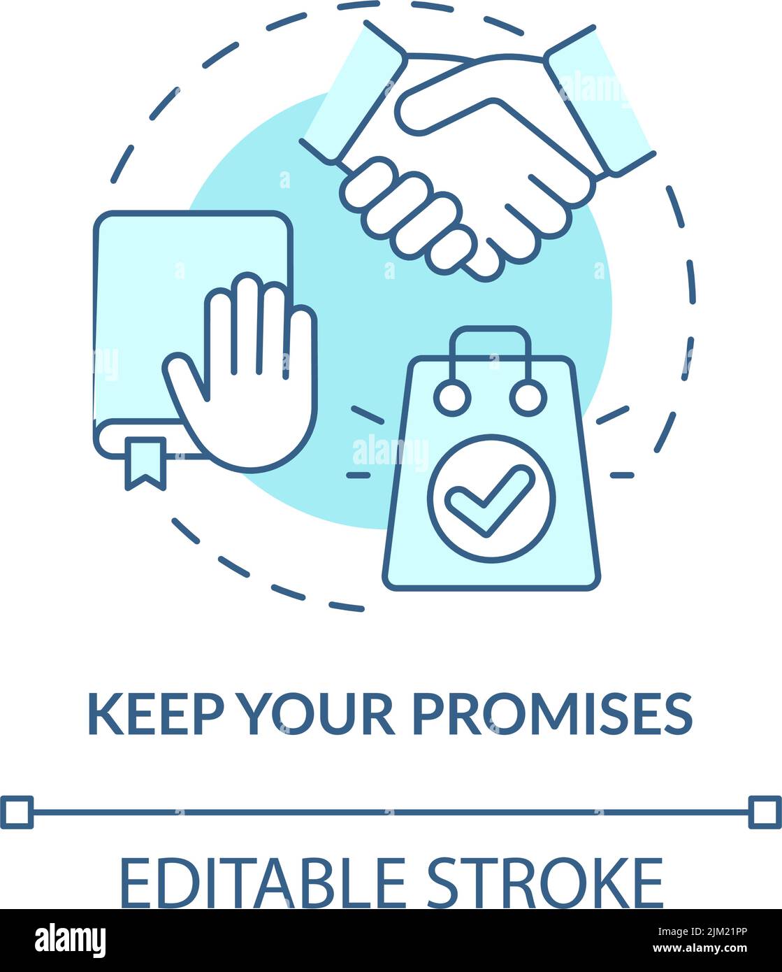 Keep your promises turquoise concept icon Stock Vector