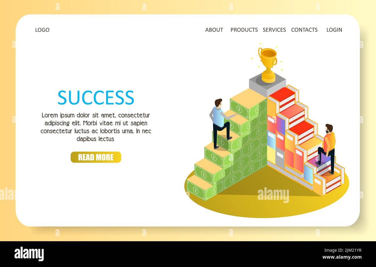 Business success landing page website template. Vector isometric ...