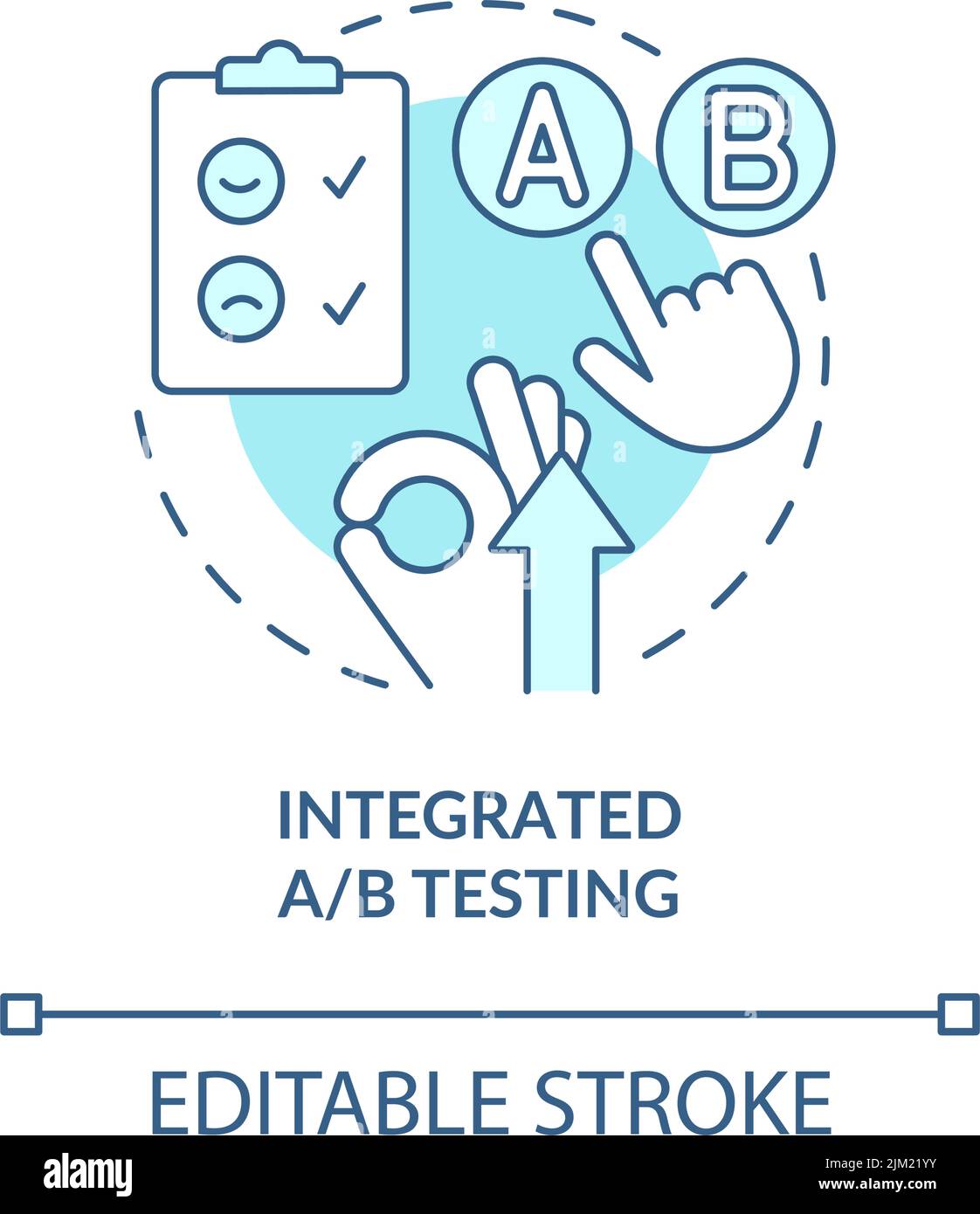 Integrated AB testing turquoise concept icon Stock Vector