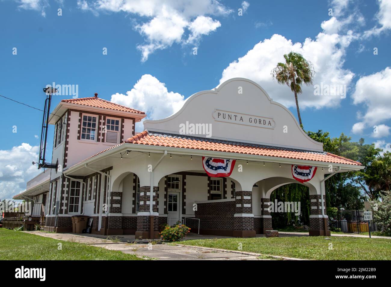Punta Gorda, Florida: Historic Railroad Train Station, Important Black History Building with Museum segregation history and Jim Crow in the South Stock Photo