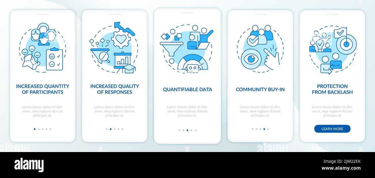 Advantages of digital engagement blue onboarding mobile app screen ...