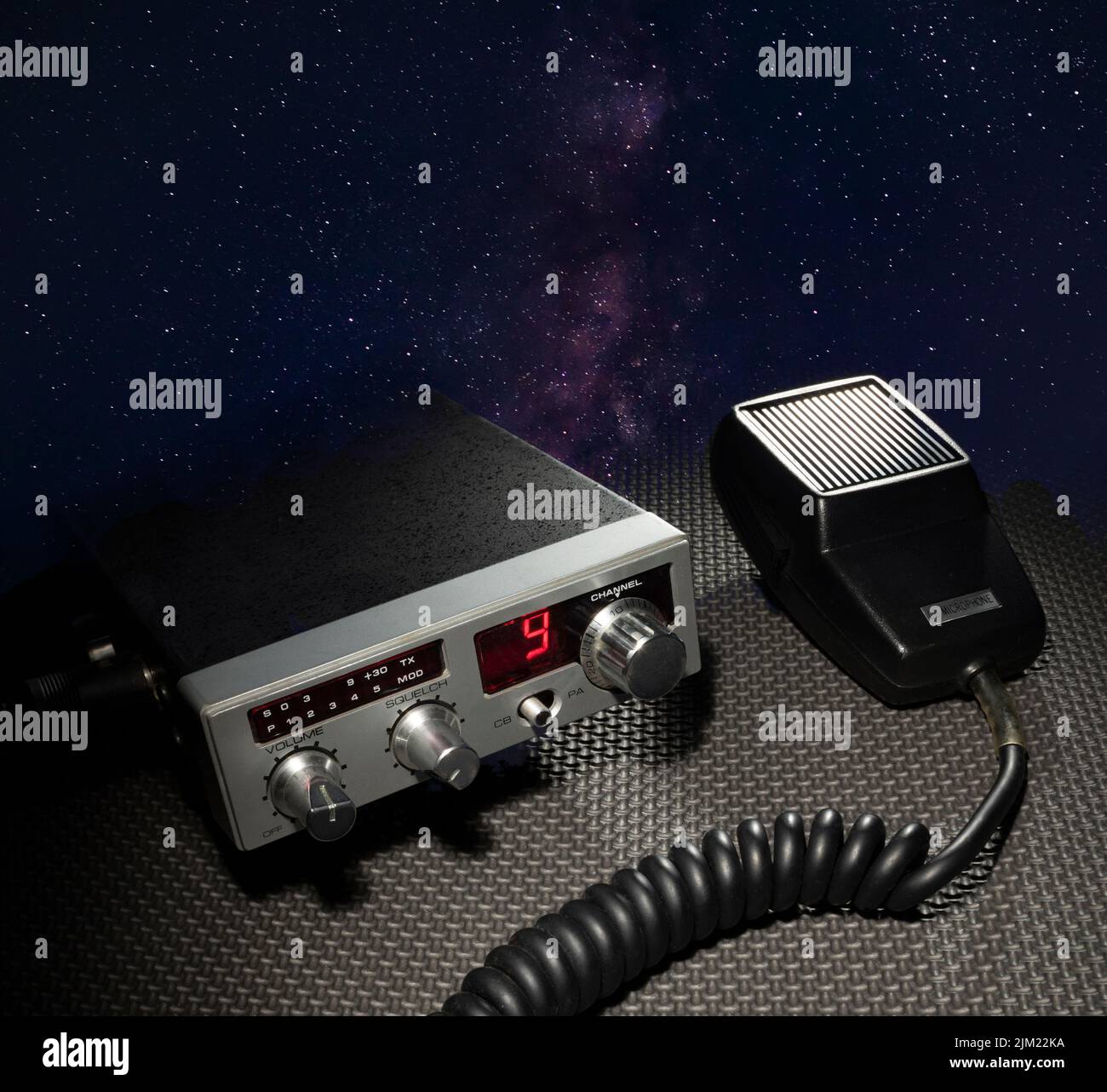 CB radio on the emergency channel sending a signal to the Milky Way