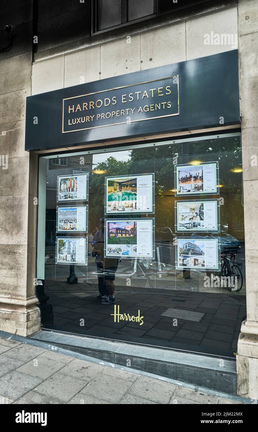 Harrods estates luxury property agents shop, Park Lane, Mayfair, London