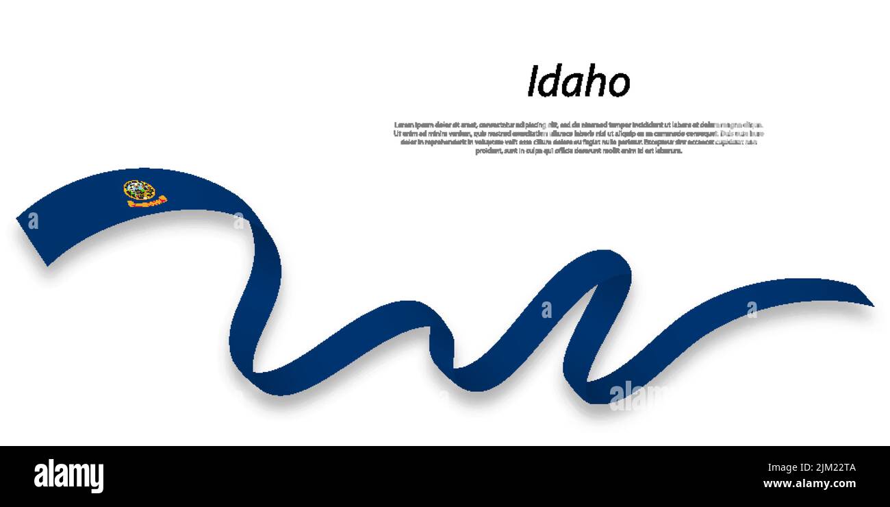 Waving ribbon or stripe with flag of Idaho is a state of United States Stock Vector