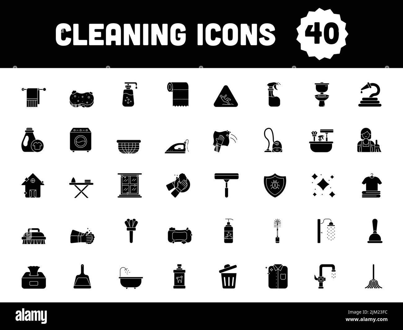 Glyph Cleaning Icon Or Symbol In Flat Style Stock Vector Image & Art