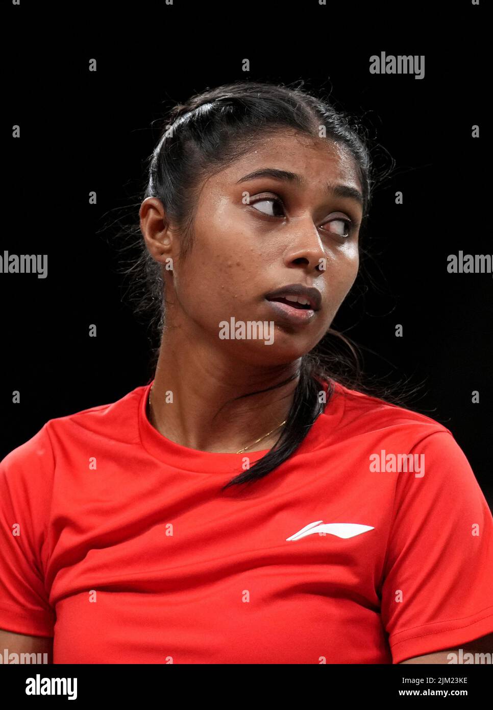 Maldives Fathimath Nabaaha Abdul Razzaq during her match against India's Venkata Sindhu Pusarla at The NEC on day seven of the 2022 Commonwealth Games in Birmingham. Picture date: Thursday August 4, 2022. Stock Photo