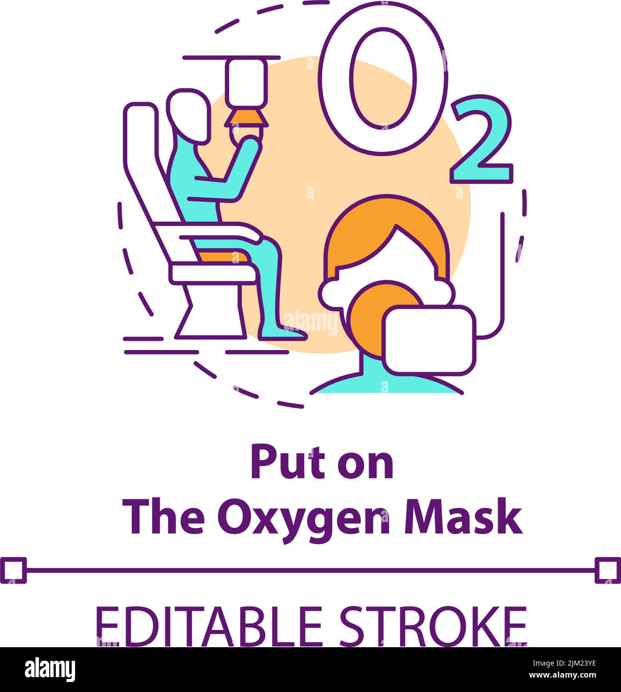 Put on oxygen mask concept icon Stock Vector