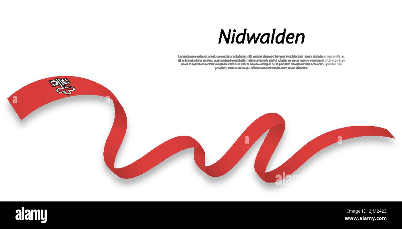 Waving ribbon or stripe with flag of Nidwalden is a region of Switzerland Stock Vector
