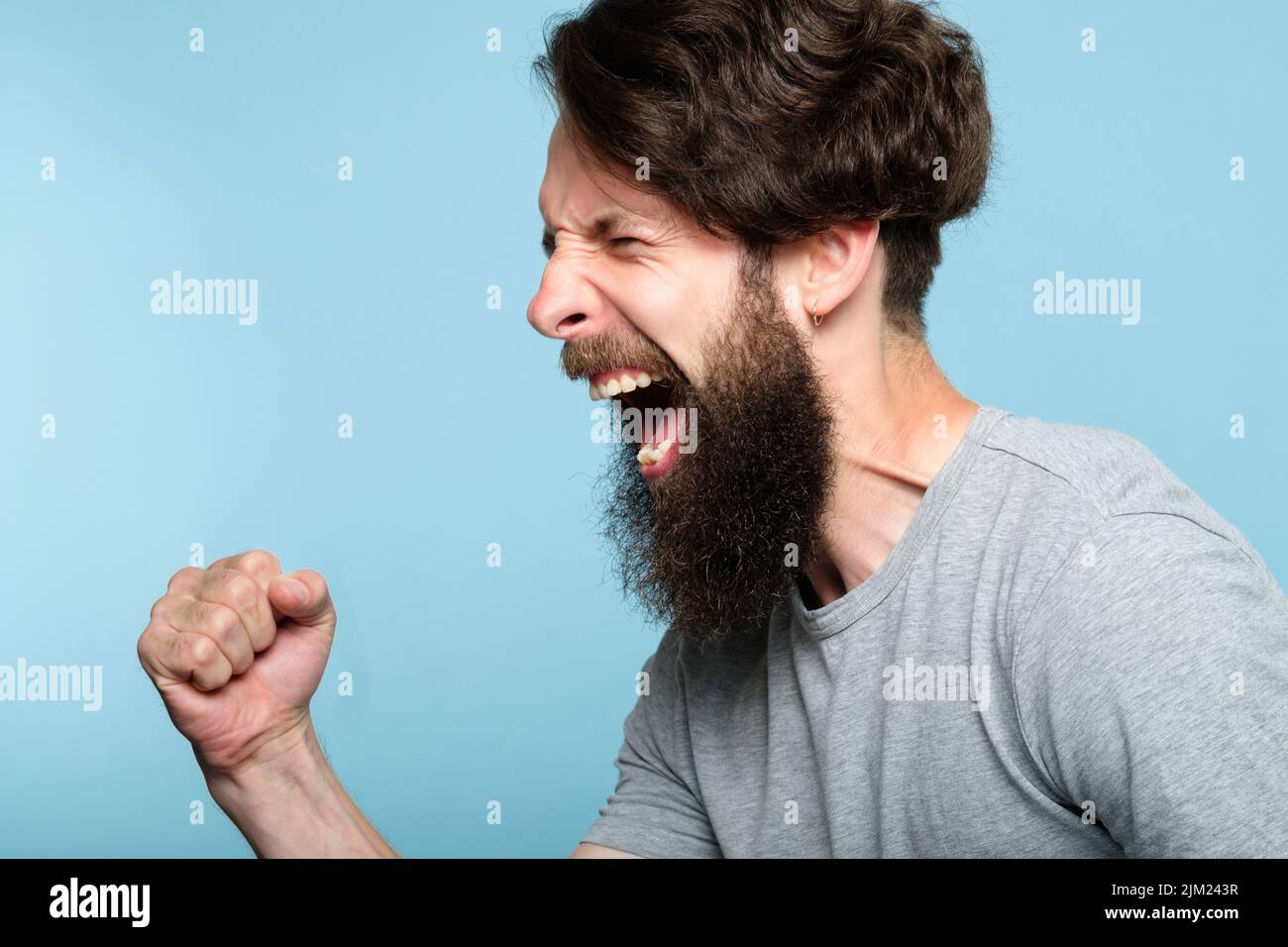 yes success overexcited exhilarated man scream Stock Photo - Alamy