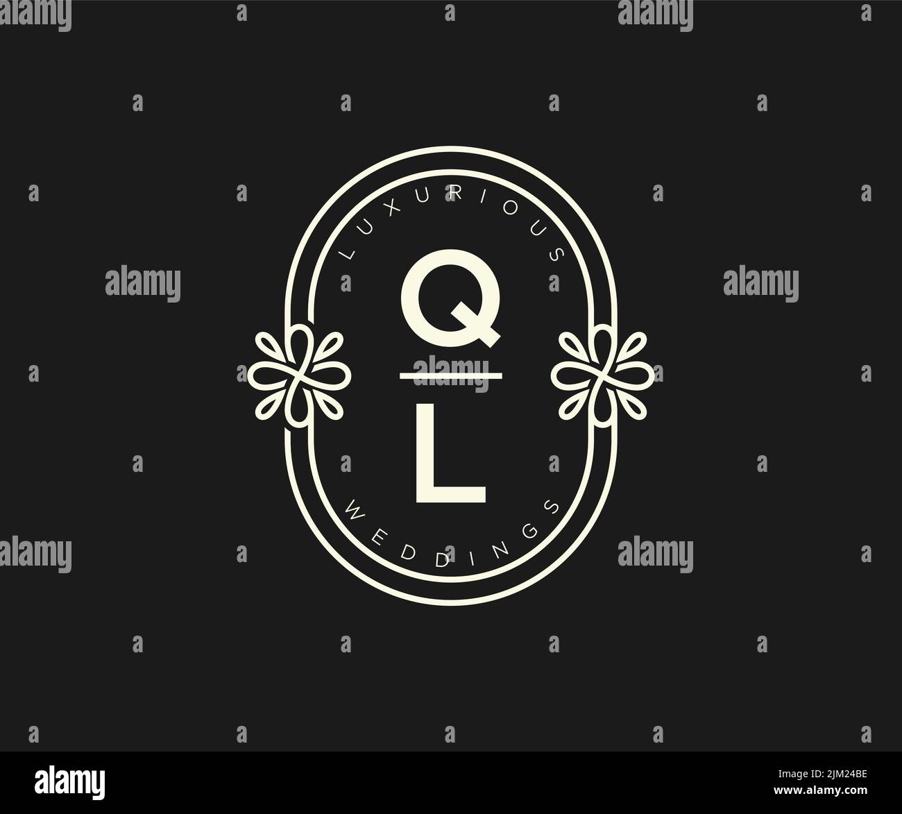 QL Initials letter Wedding monogram logos template, hand drawn modern minimalistic and floral templates for Invitation cards, Save the Date, elegant Stock Vector