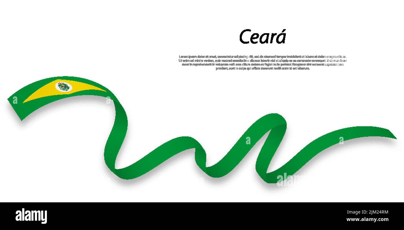 Waving ribbon or stripe with flag of Ceara is a state of Brazil Stock Vector