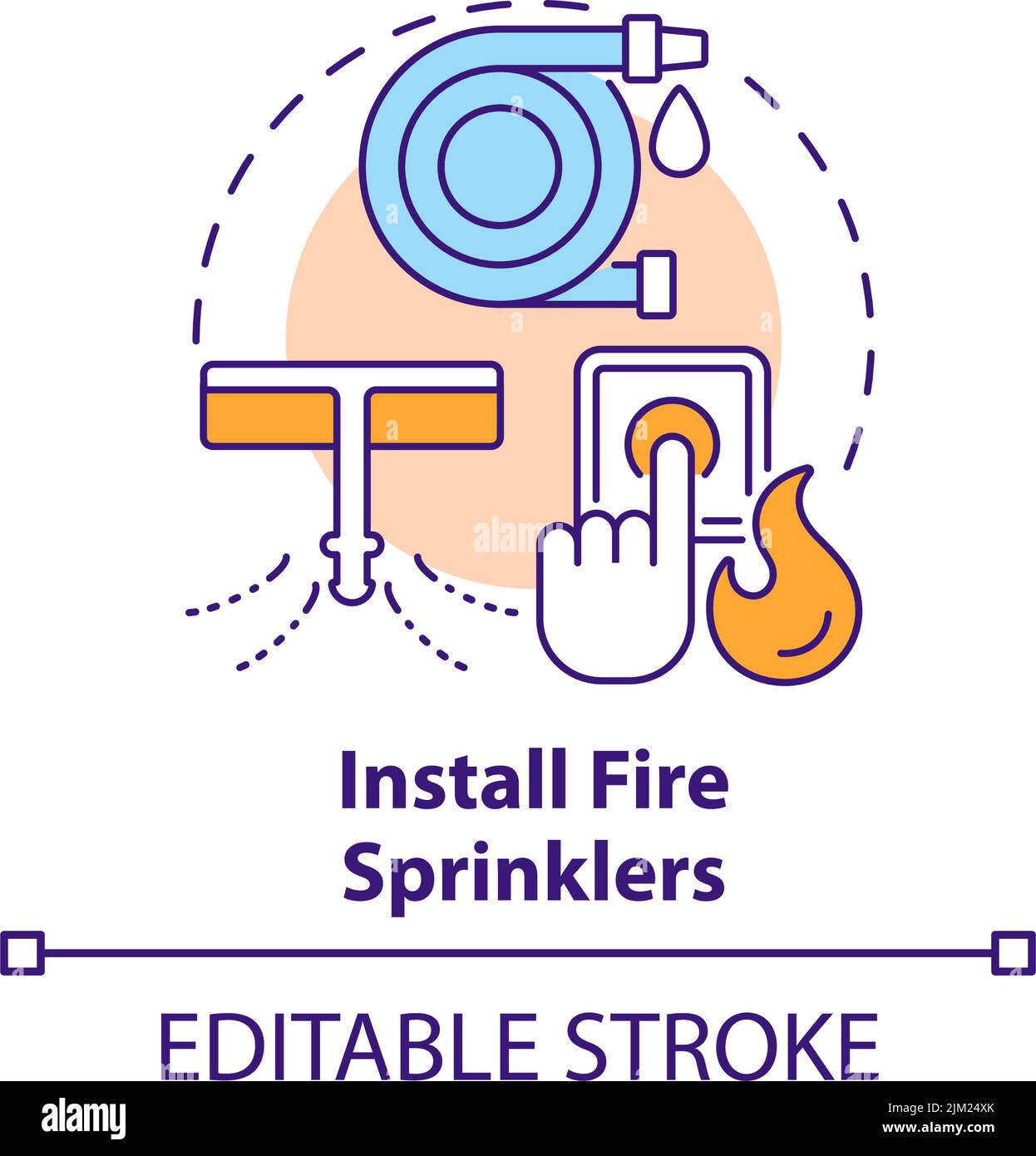 Install fire sprinklers concept icon Stock Vector