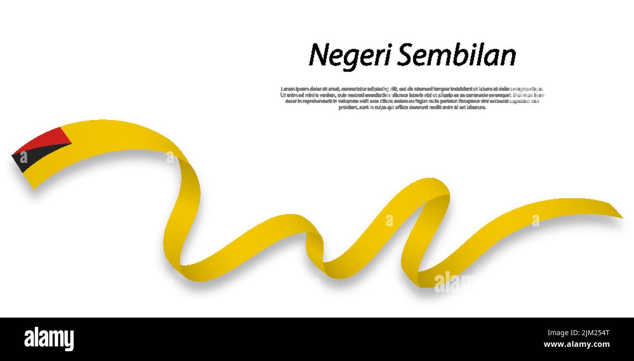Waving ribbon or stripe with flag of Negeri Sembilan is a state of Malaysia Stock Vector