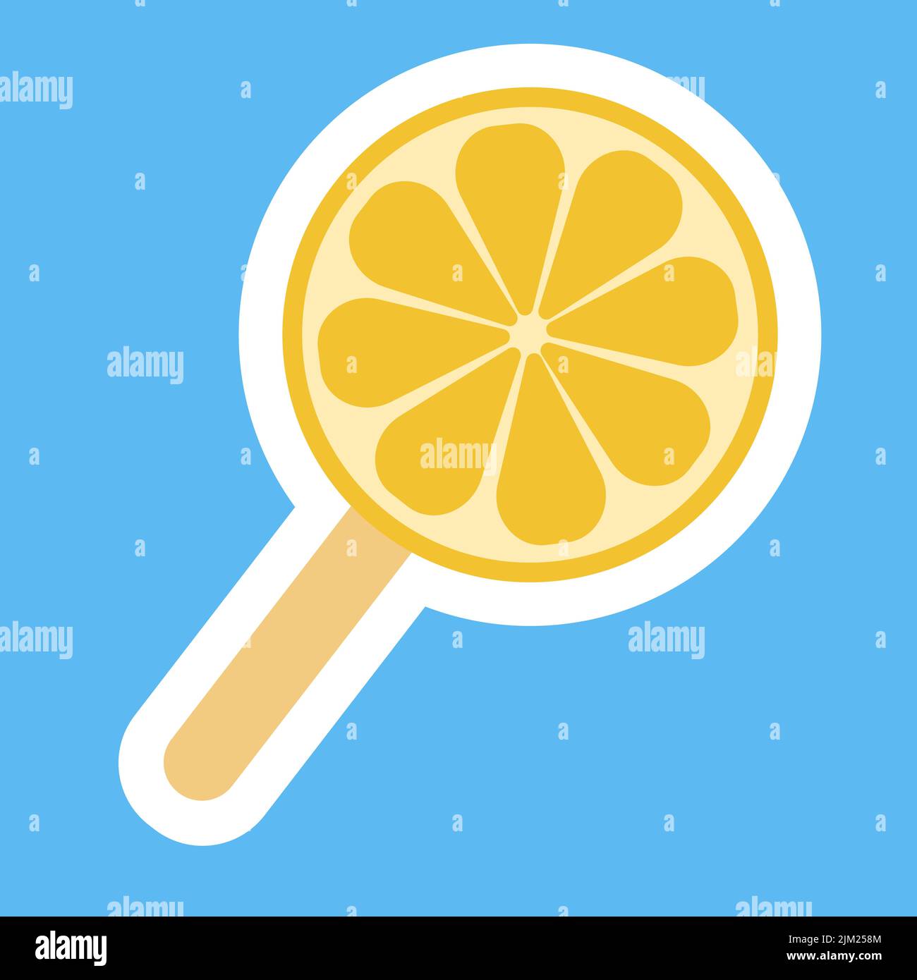 Citrus fruit ice lemon lime orange on a stick ice cream, flat design sticker vector illustration Stock Vector