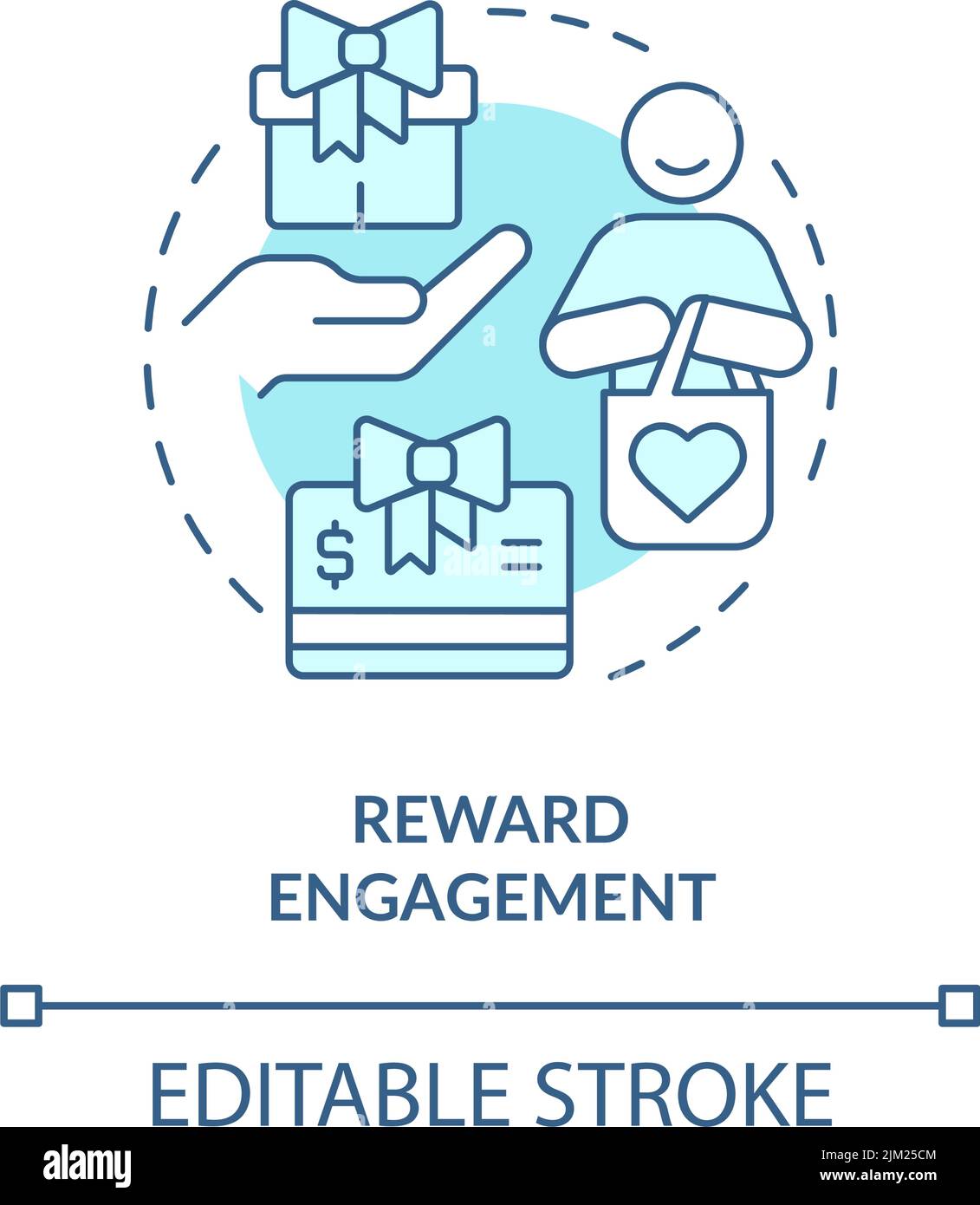 Reward engagement turquoise concept icon Stock Vector