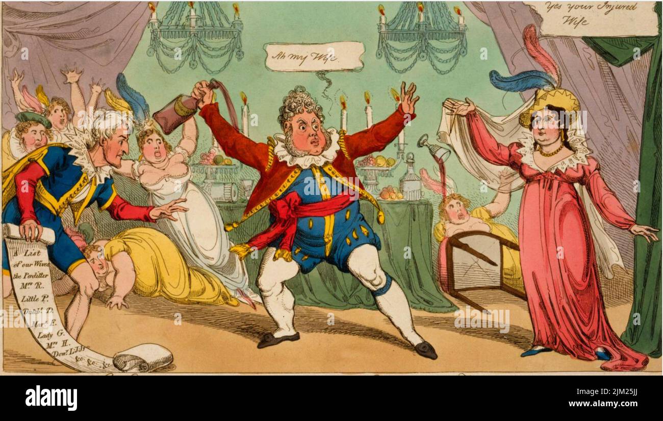 KING GEORGE IV as Don Giovanni in an 1820 cartoon Stock Photo
