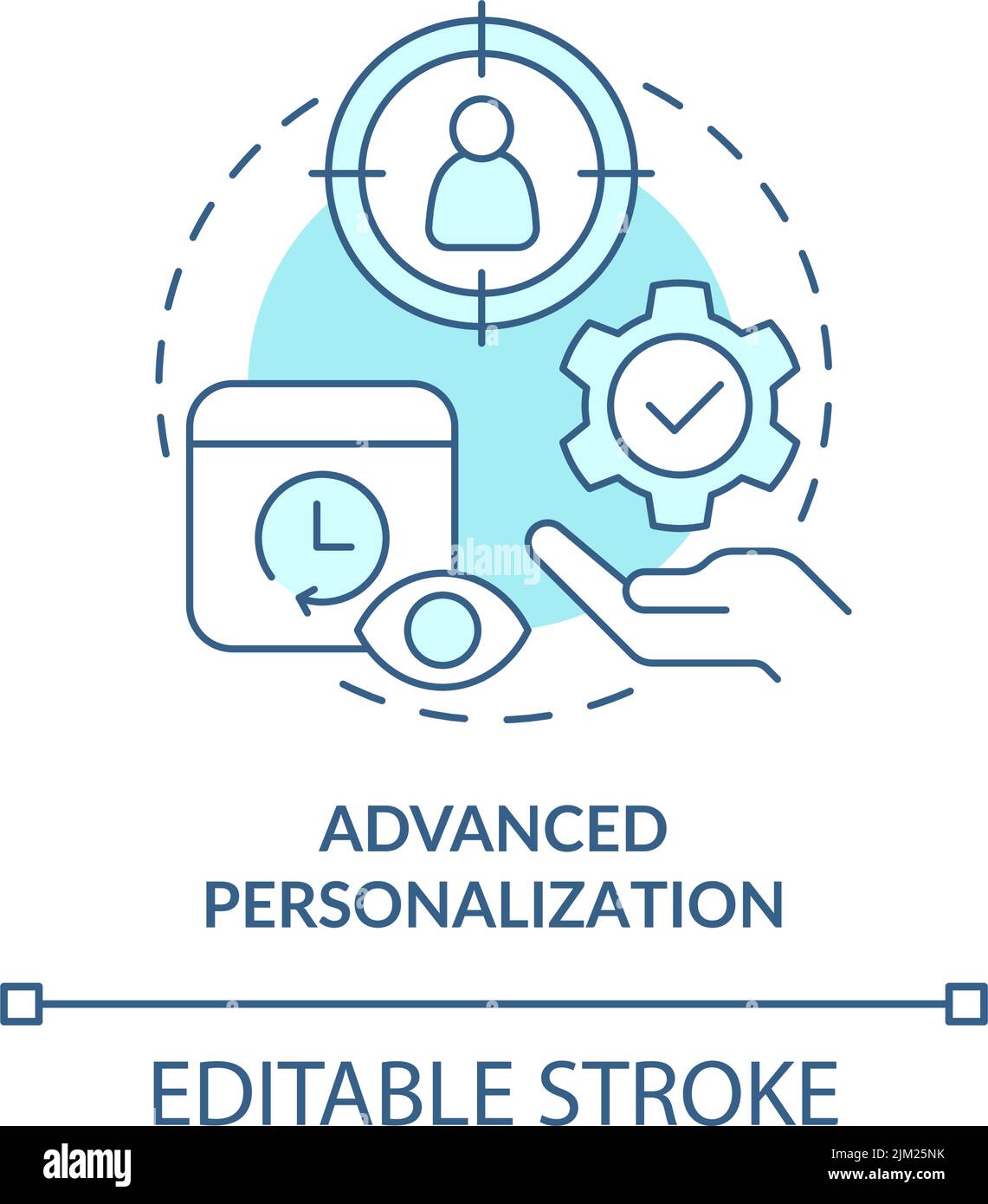 Advanced personalization turquoise concept icon Stock Vector