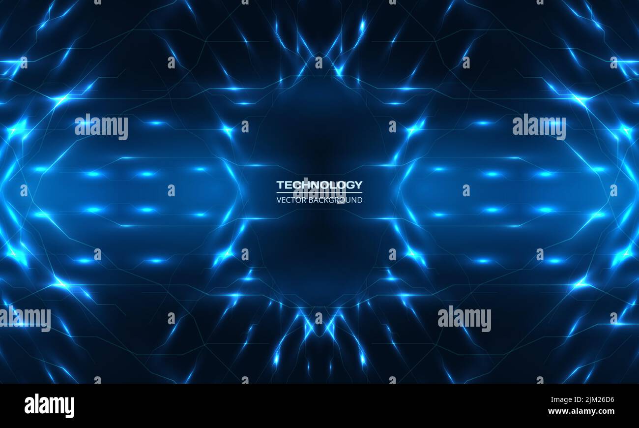 Abstract digital technology background with blue lines and light rays ...