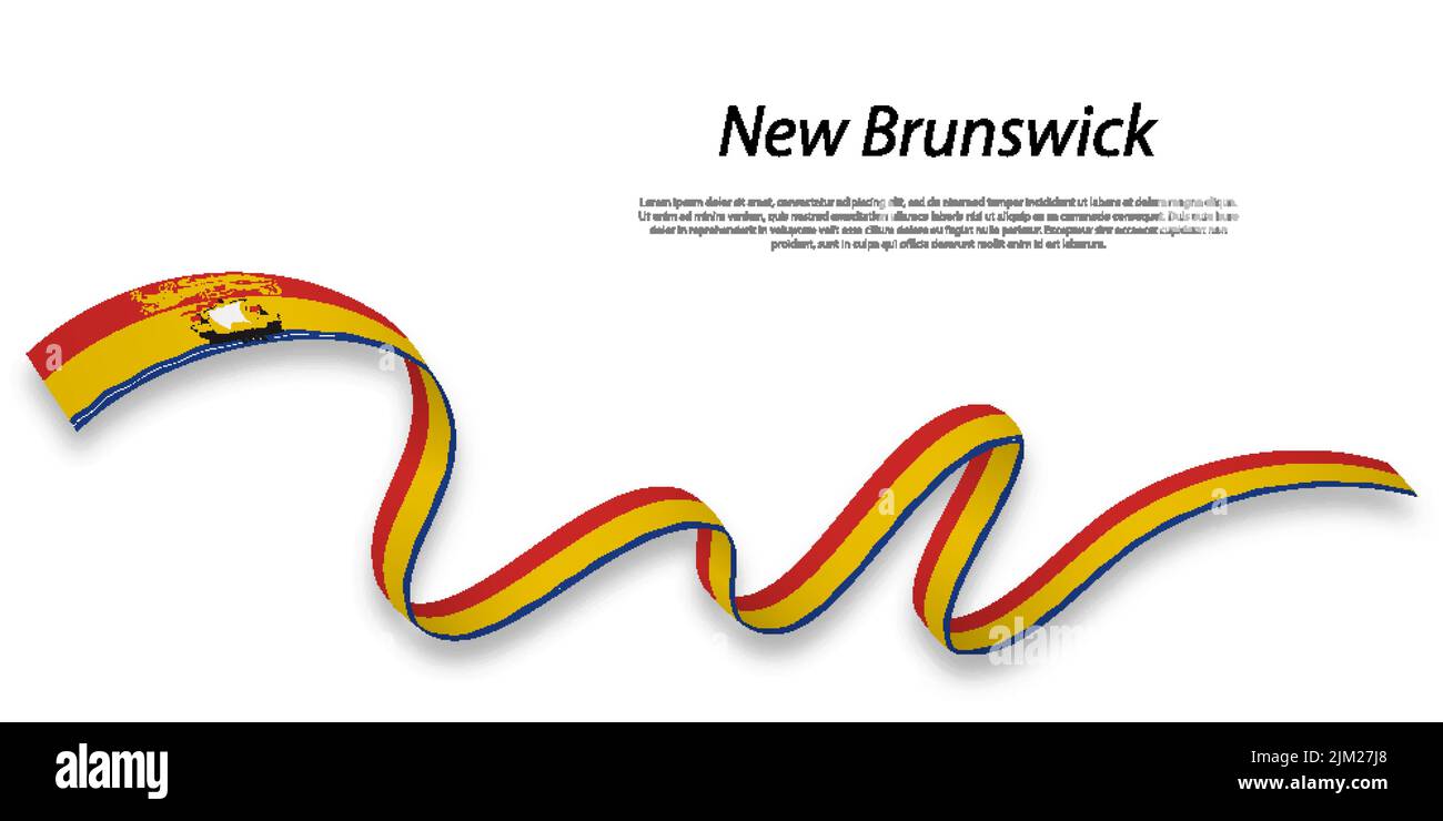 Waving ribbon or stripe with flag of New Brunswick is a province of Canada Stock Vector