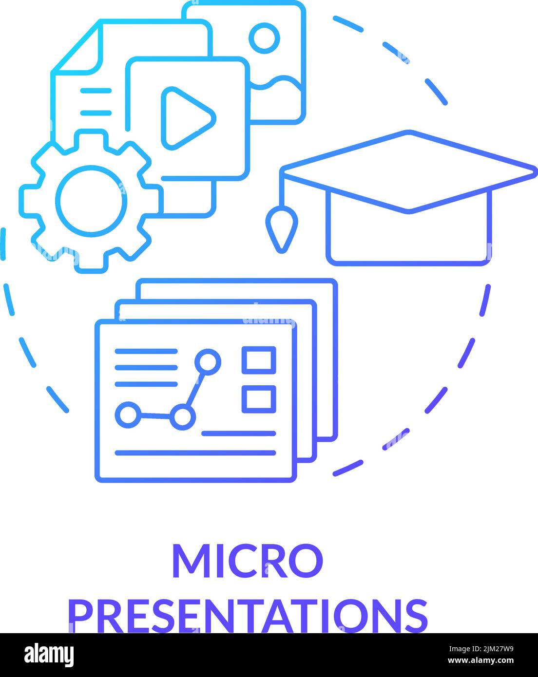 Micro presentations blue gradient concept icon Stock Vector