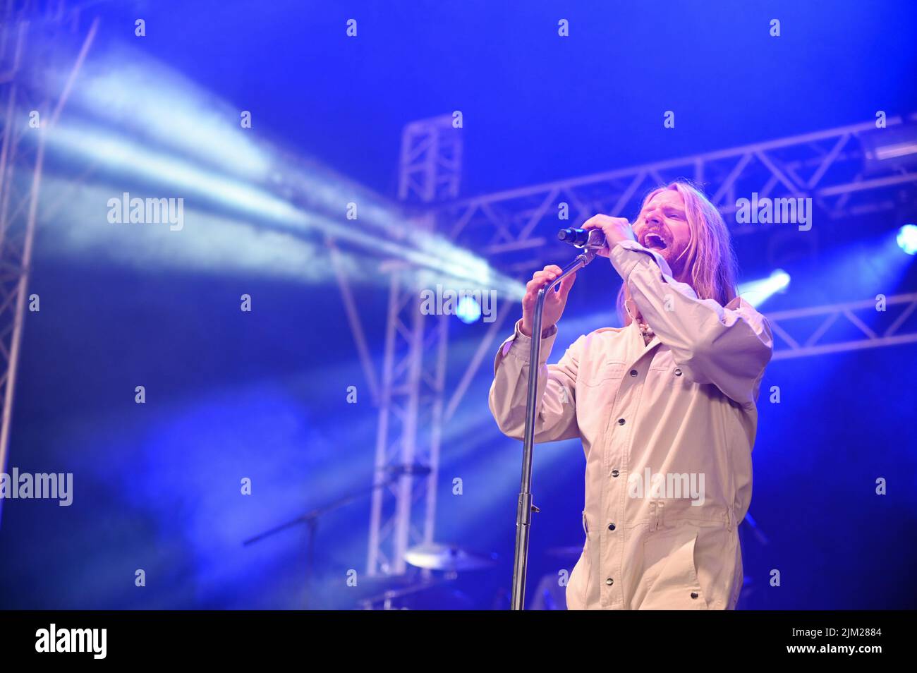 Spaceman Singer Sam Ryder performs his Eurovision song Spaceman at Tramlines Festival ...