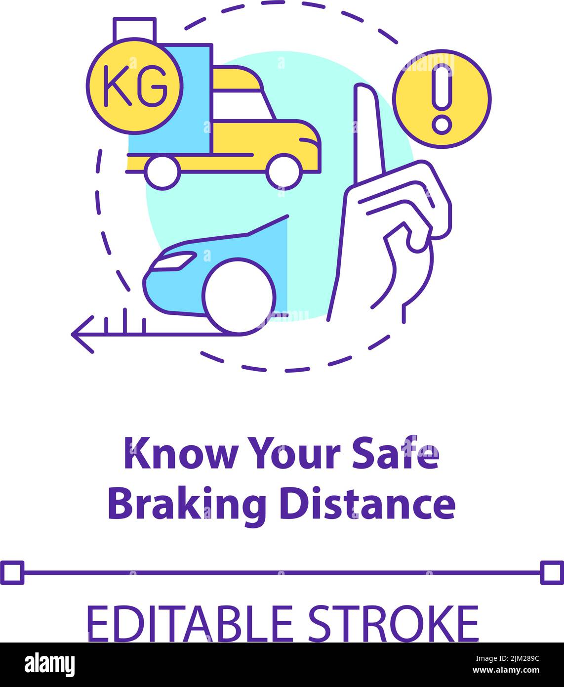 Know your safe braking distance concept icon Stock Vector