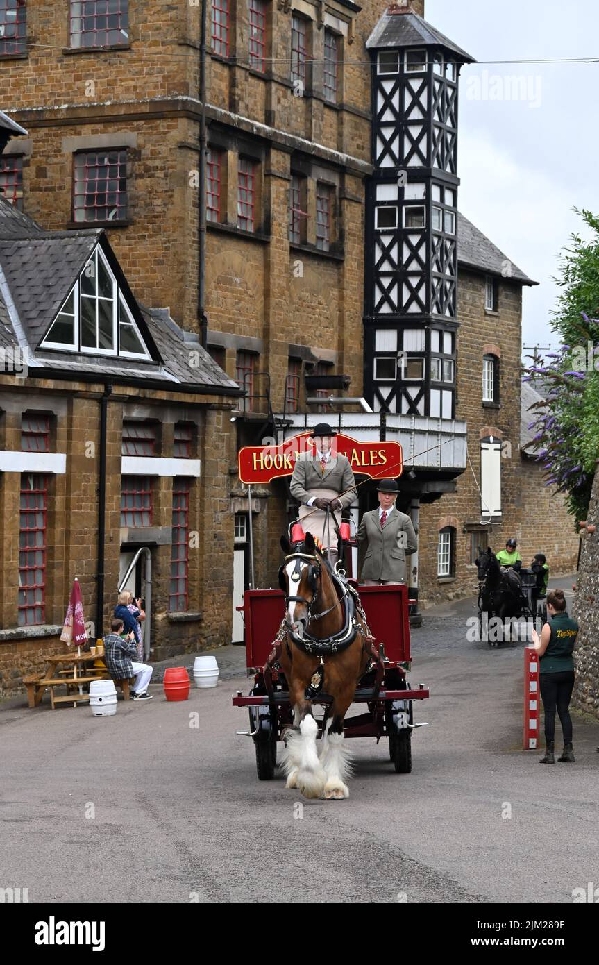 The Hook Norton Brewery dray is a regular sight on the roads around the north Oxfordshire village of Hook Norton. Stock Photo