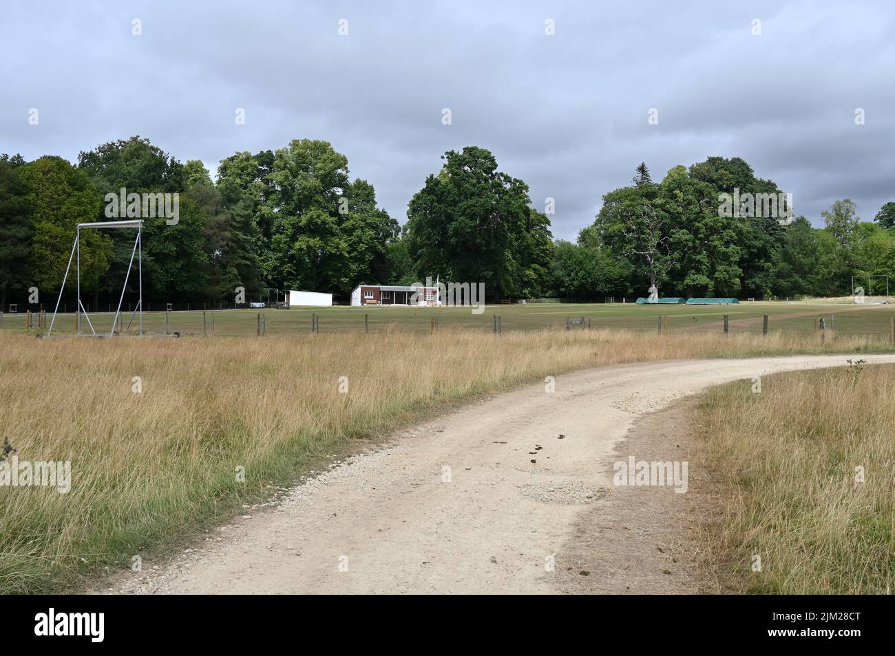 The cricket ground in the Gloucestershire hamlet of Adlestrop sits on the outskirts in the middles of the countryside. Stock Photo