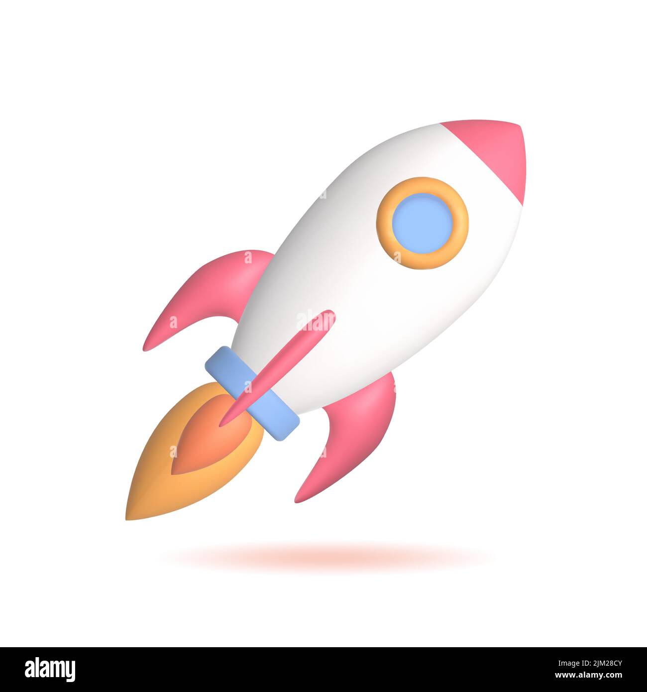 3d render rocket launch, startup business concept. Spaceship isolated on white background. Vector illustration Stock Vector