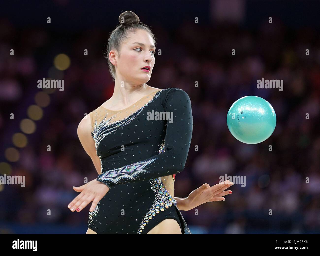 Gibraltar's Mie Alvarez during the Rhythmic Gymnastics, Team Final and Individual Qualification - Sub Division 1 at Arena Birmingham on day seven of the 2022 Commonwealth Games in Birmingham. Picture date: Thursday August 4, 2022. Stock Photo