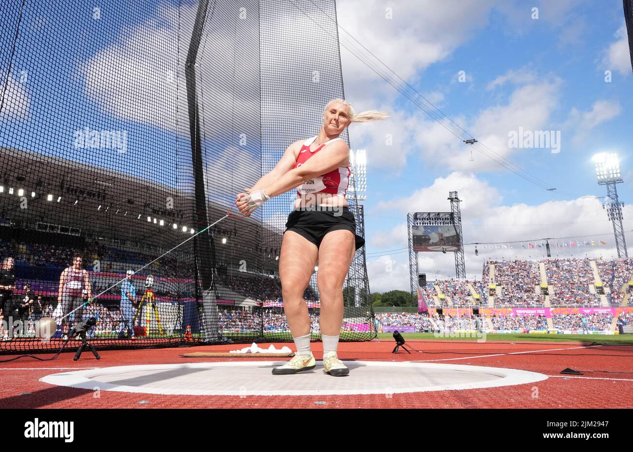 Wales' Amber Simpson in action during the Women's Hammer Throw Qualifying Round at Alexander Stadium on day seven of the 2022 Commonwealth Games in Birmingham. Picture date: Thursday August 4, 2022. Stock Photo