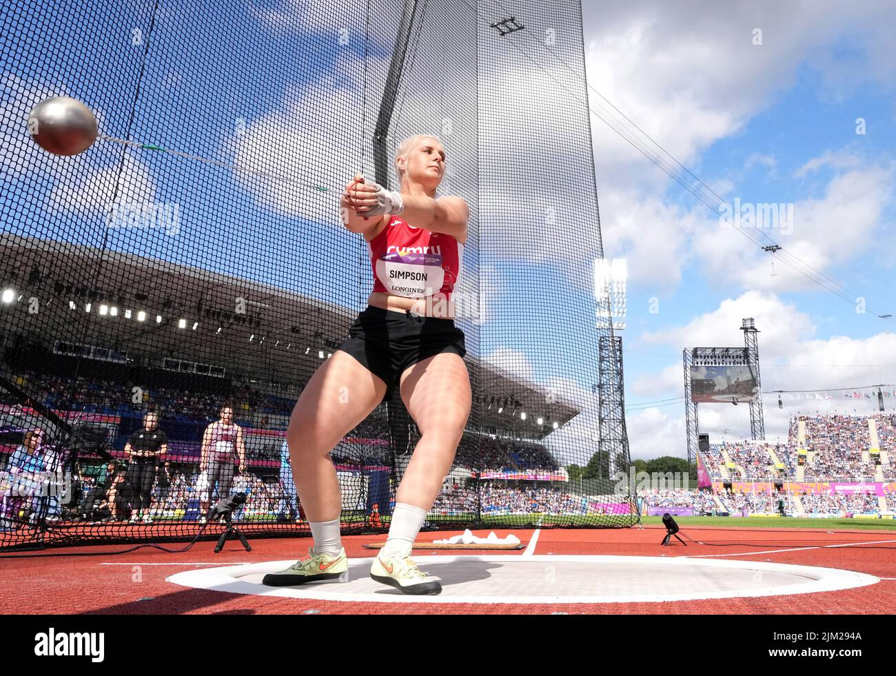 Wales' Amber Simpson in action during the Women's Hammer Throw