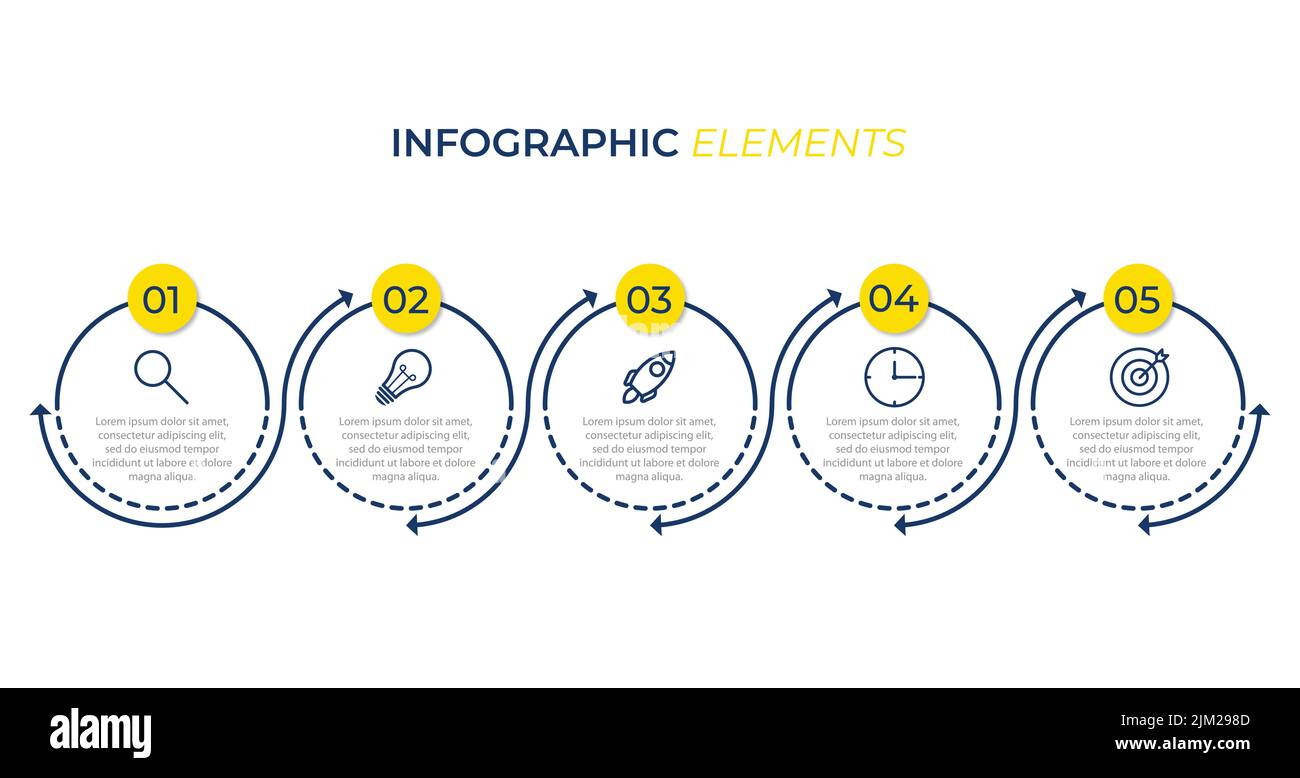a sample of five options infographic elements with editable text - great for presentations Stock Vector