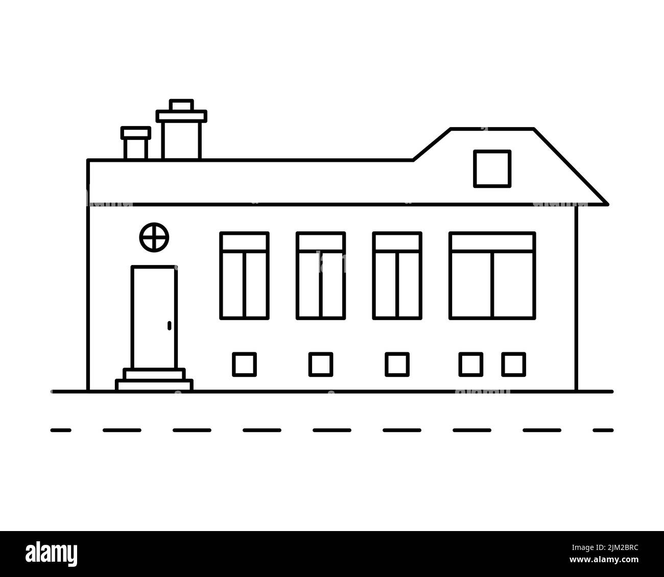 Vector line art illustration with one historical house. Stock Vector
