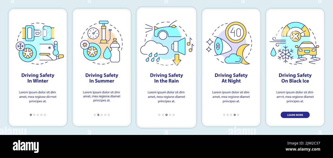 Situational driving safety onboarding mobile app screen Stock Vector ...