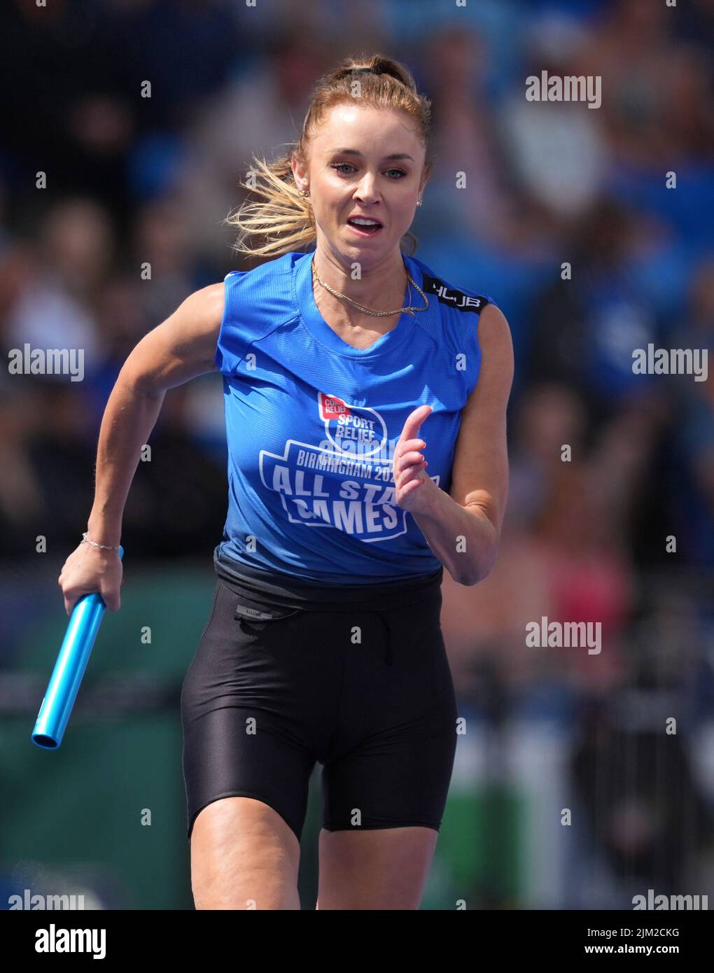 Team Blue's Una Healy in action during the Sport Relief 4x100 metres relay at Alexander Stadium on day seven of the 2022 Commonwealth Games in Birmingham. Picture date: Thursday August 4, 2022. Stock Photo