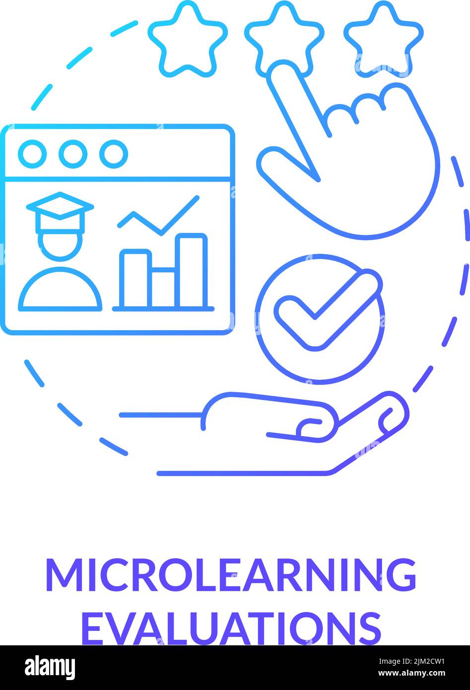 Microlearning evaluations blue gradient concept icon Stock Vector