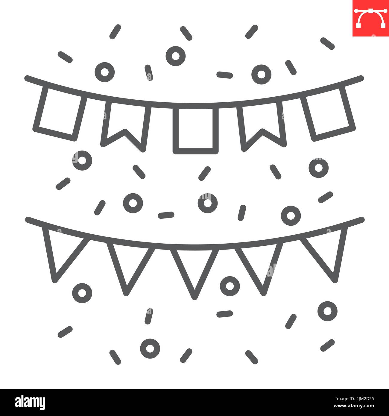 Paper garlands line icon, birthday and holiday, garland vector icon ...