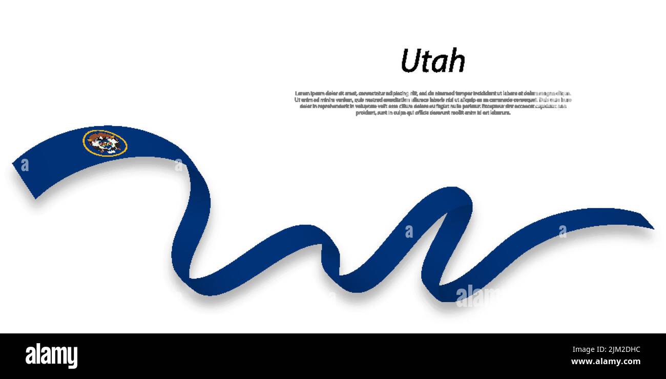Waving ribbon or stripe with flag of Utah is a state of United States Stock Vector