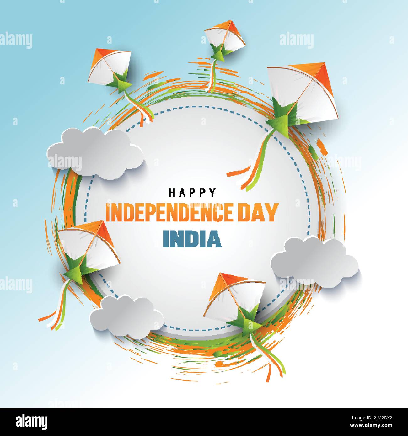 happy independence day India with flying kites. vector illustration