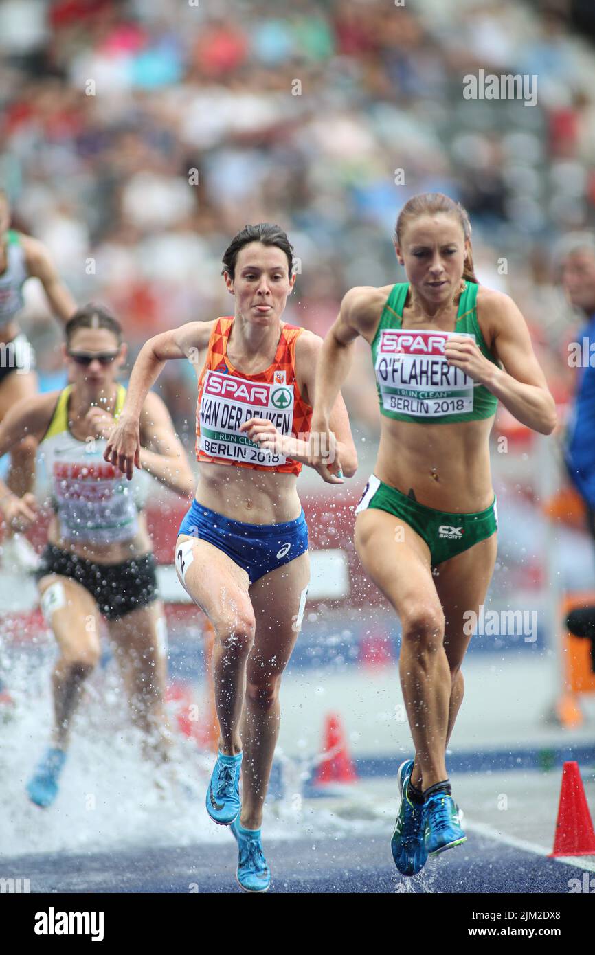 Irene Van Der Reijken running in the 3000m hurdles at the European