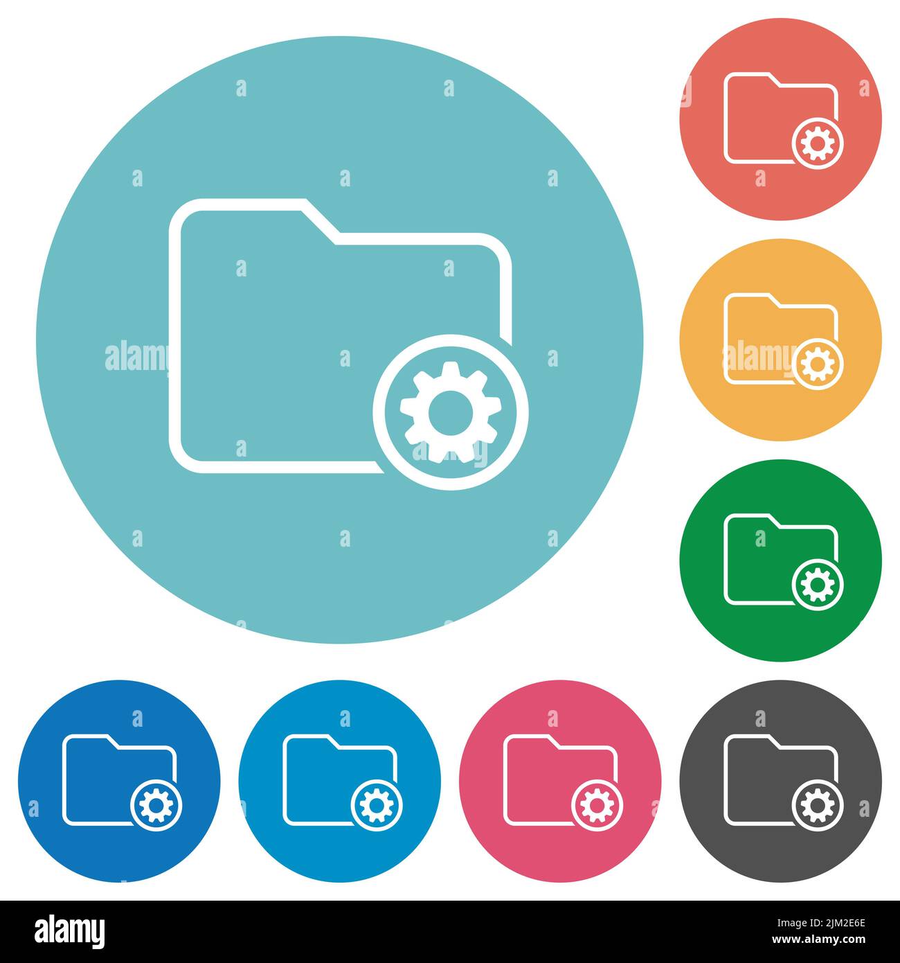 Directory settings outline flat white icons on round color backgrounds ...